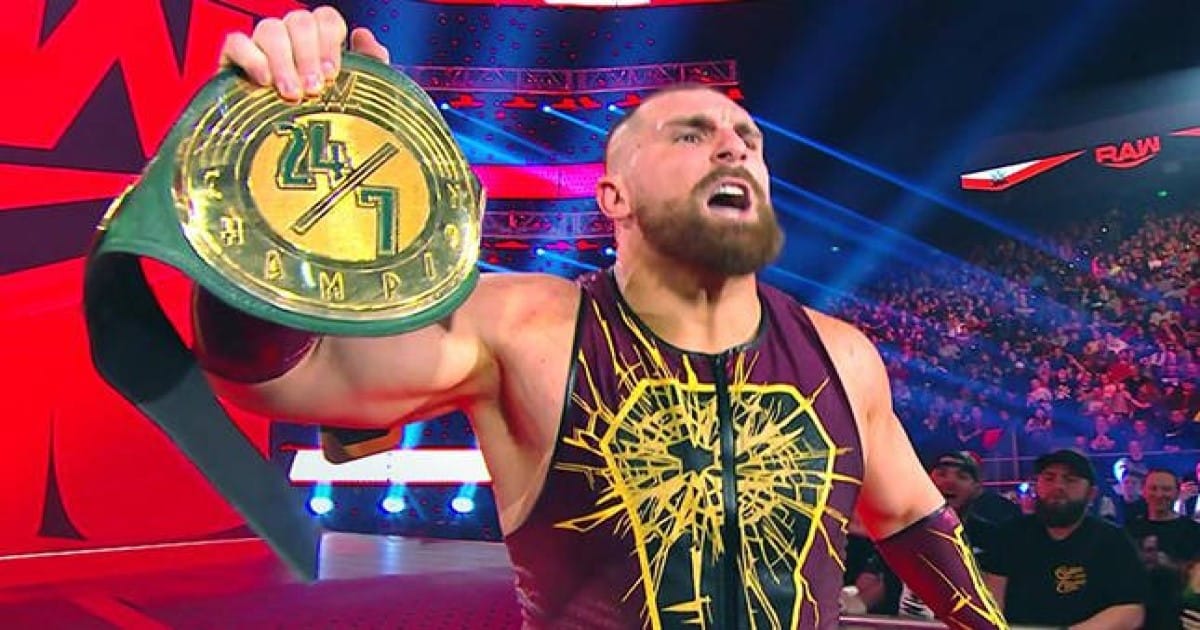 Mojo Rawley with the WWE 24/7 Championship